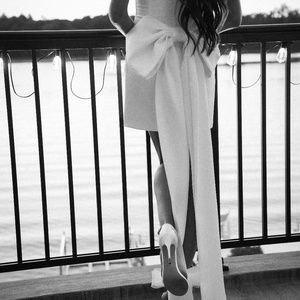 Bow back dress - white